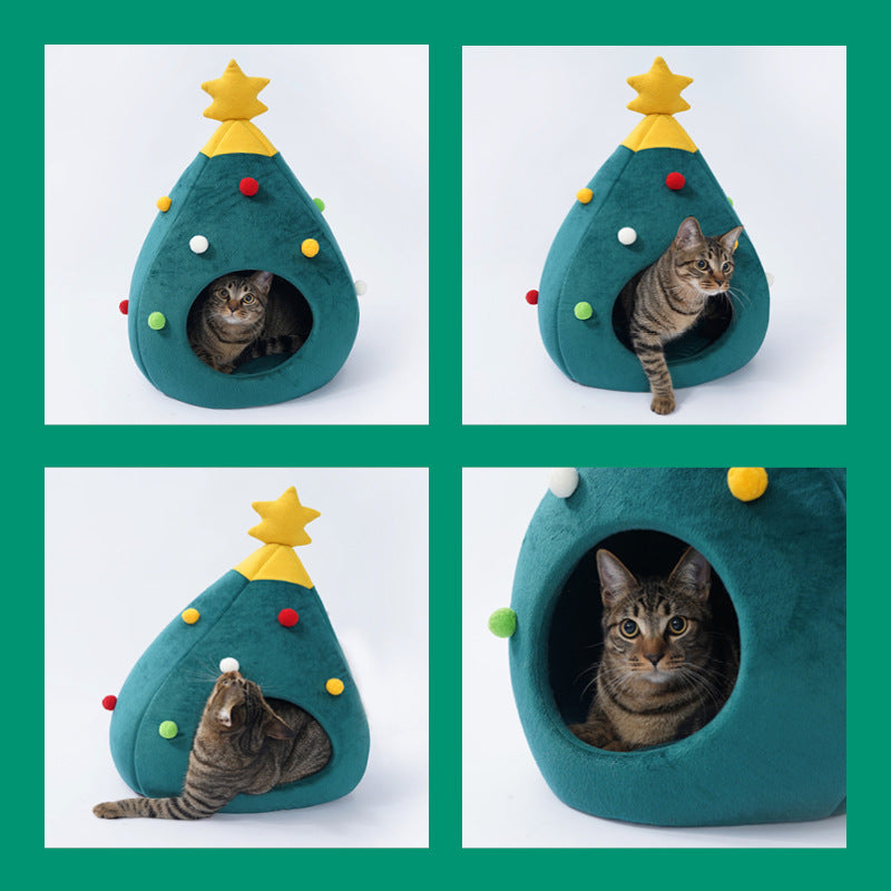 Cat Christmas Tree Bed